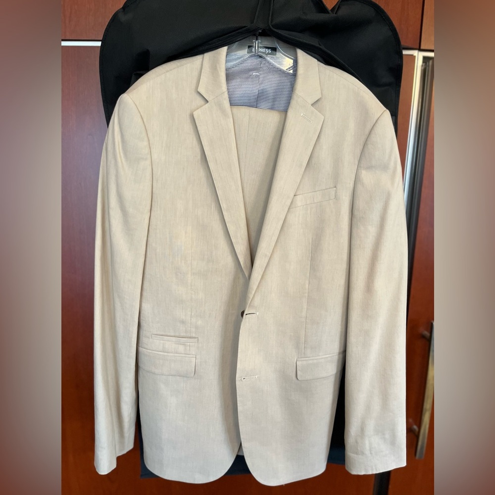 Express Tan Linen Suit - Jacket AND Pants